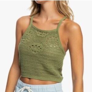 Roxy Green Knit Halter Top woman’s xs Oversized